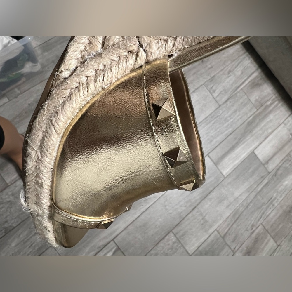 Mix No 6 Dreamm Gold Espadrille Wedge Sandal Studded- Size 7.5